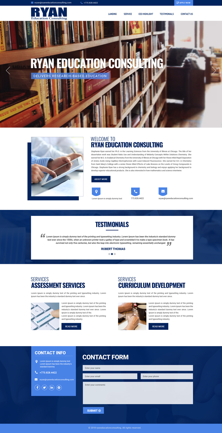 Web Design by Dream Logo Design for Ryan Education Consulting LLC | Design #20230769