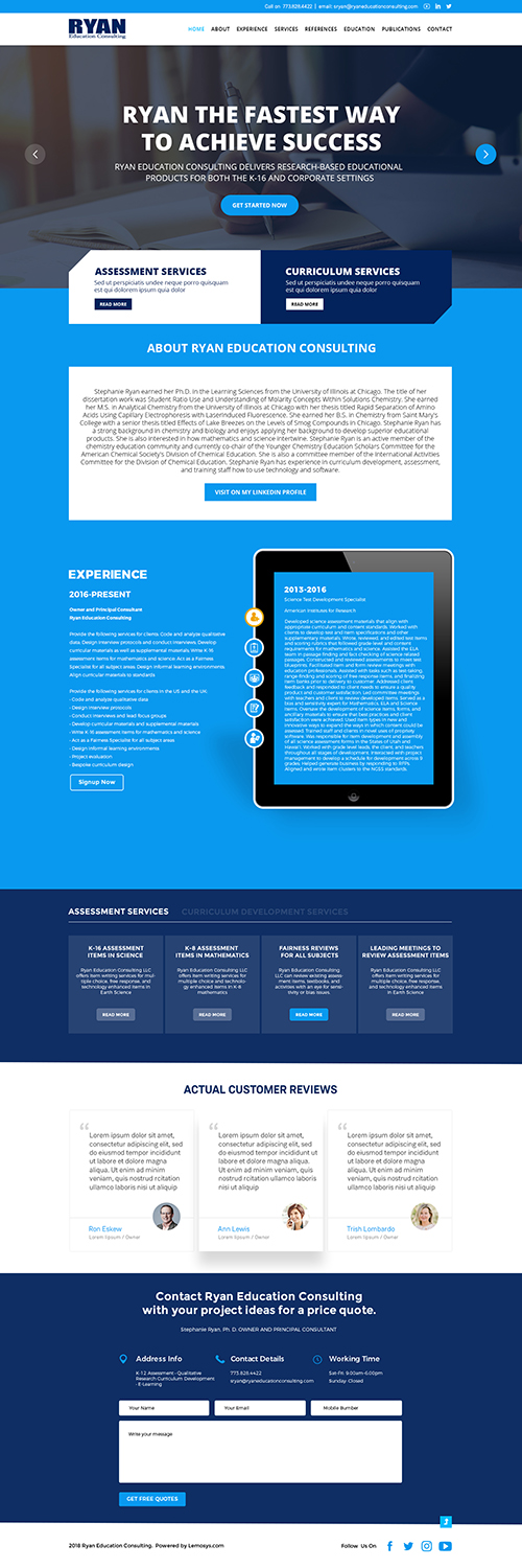 Web Design par lemosys infotech pour Ryan Education Consulting LLC | Design #20175463