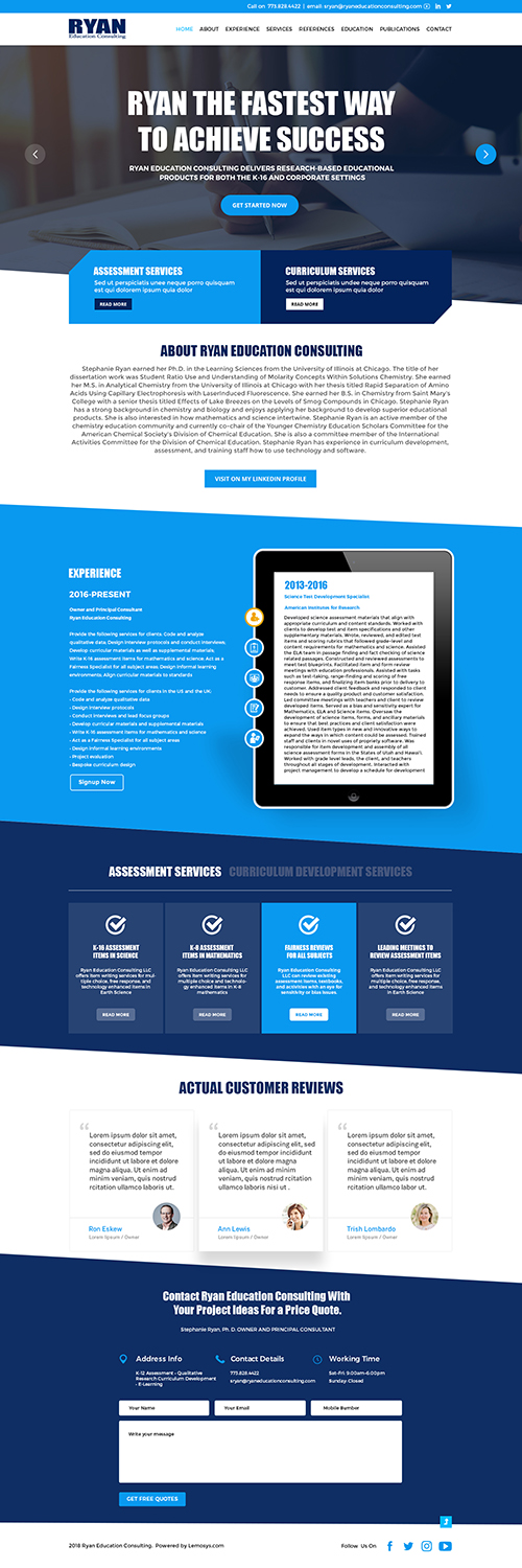 Web Design by lemosys infotech for Ryan Education Consulting LLC | Design #20201179