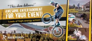 Promotional Postcard for Mountain Bike Stunt Show | Postcard Design by alessandroevge