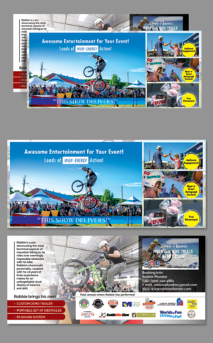 Promotional Postcard for Mountain Bike Stunt Show | Postcard Design by BLUE WINGS