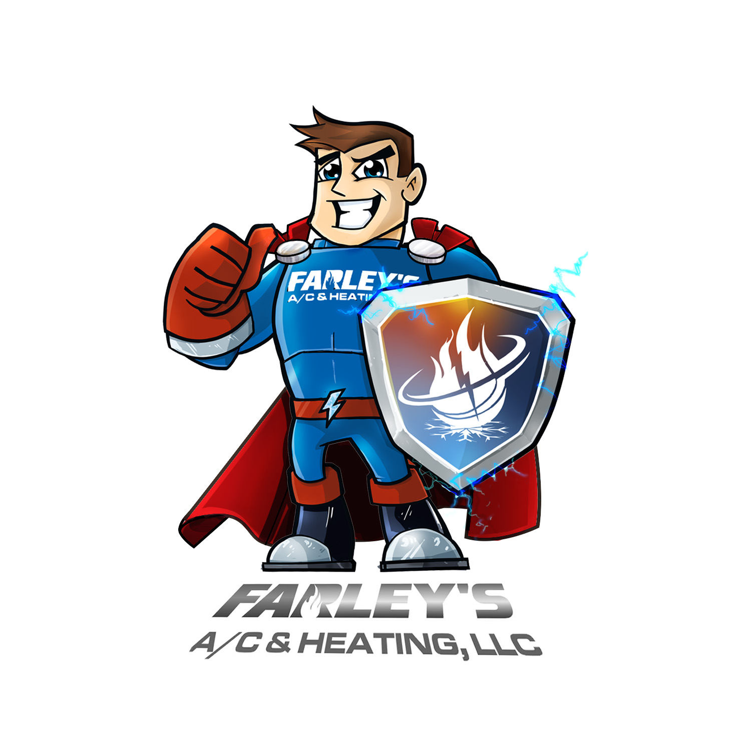 Mascot Design by OliverWangho for Farley's A/C & Heating, LLC | Design: #20334453