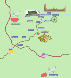 Cartoon Map Fulham FC London and Surrey Area  | Diseño Gráfico por Rickyy