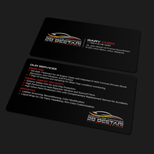 Autodetailing namecard design: Rose Gold Lettering on Black Matt  | Business Card Design by Sandaruwan