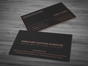 Autodetailing namecard design: Rose Gold Lettering on Black Matt  | Business Card Design by Tripti Ranjan Gain