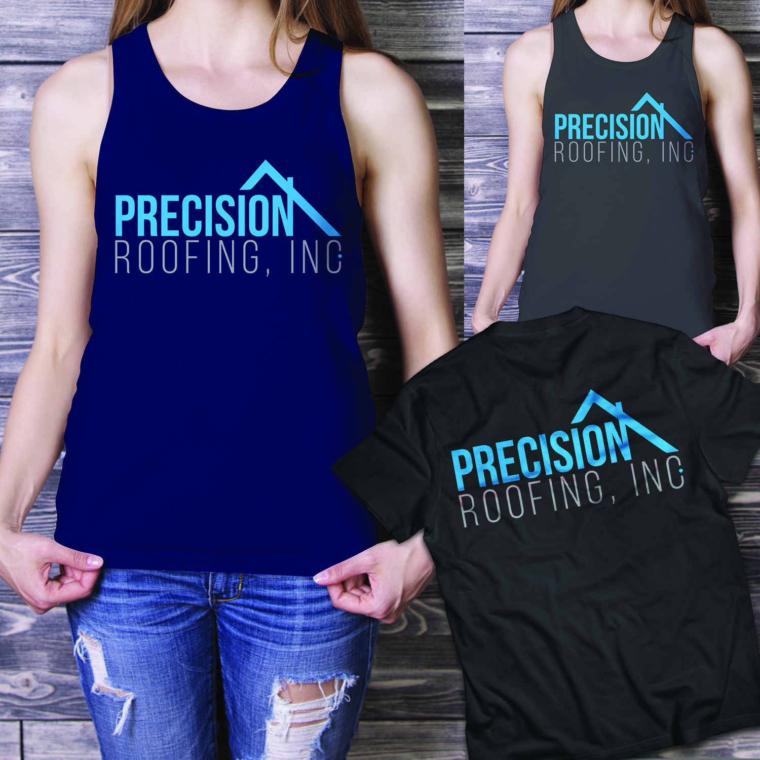 T-shirt Design by RangLga for Precision Roofing, Inc. | Design #20236021