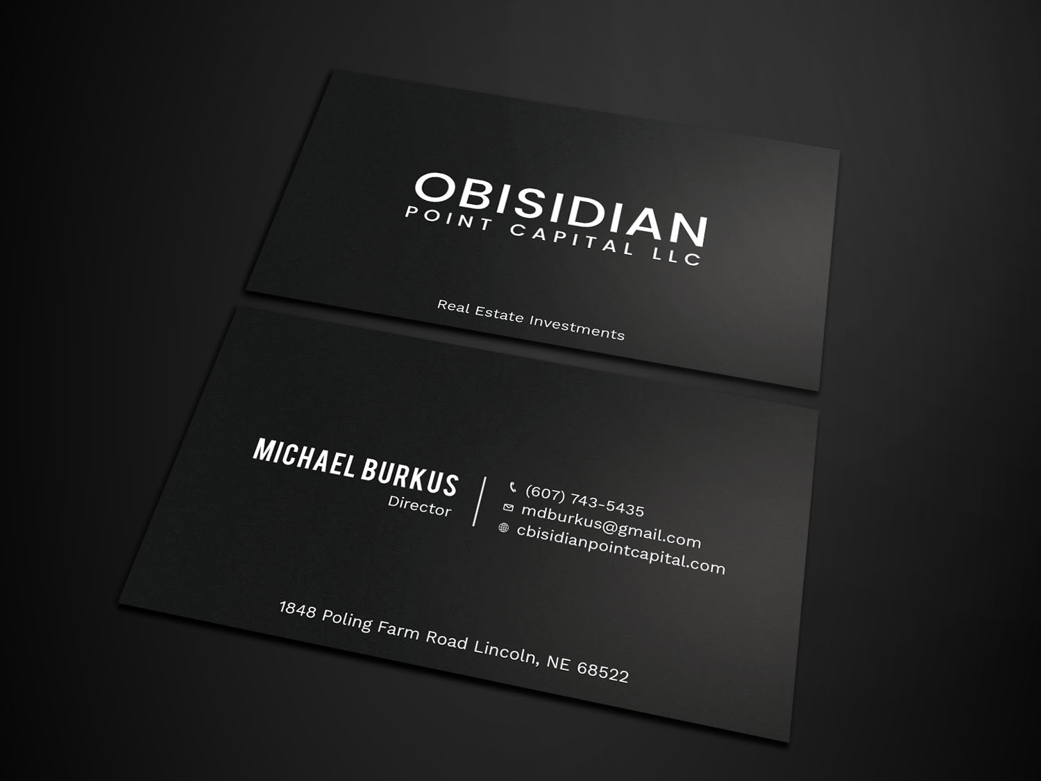 Design de Carte de Visite par Tripti Ranjan Gain pour Obsidian Point Capital LLC | Design #20217386