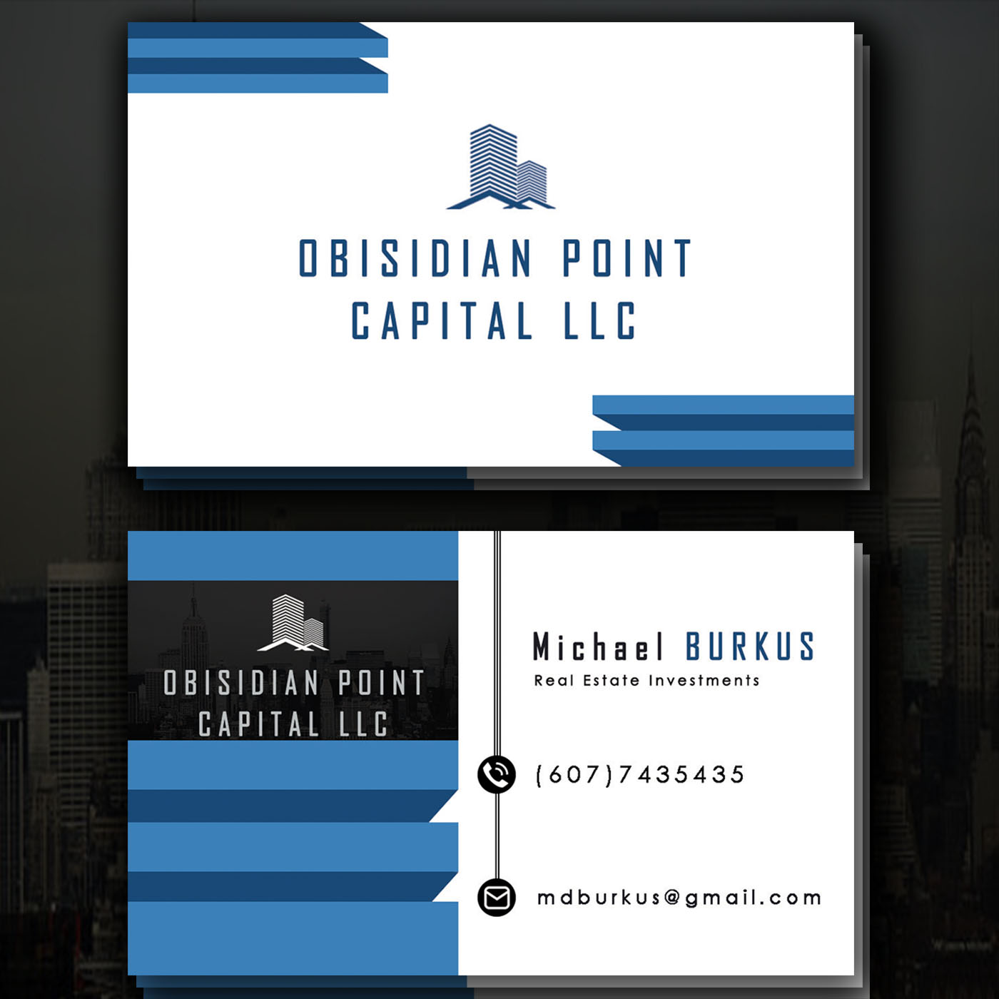 Business Card Design by EmilyDesign for Obsidian Point Capital LLC | Design #20240464