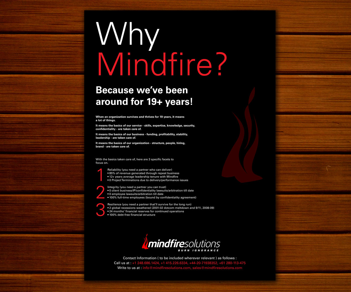 Flyer Design by sanjeev231 for Mindfire Solutions | Design #20237347
