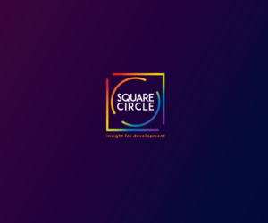 Main text: Square Circle     Byline: insight for development  | Logo Design by Buck Tornado