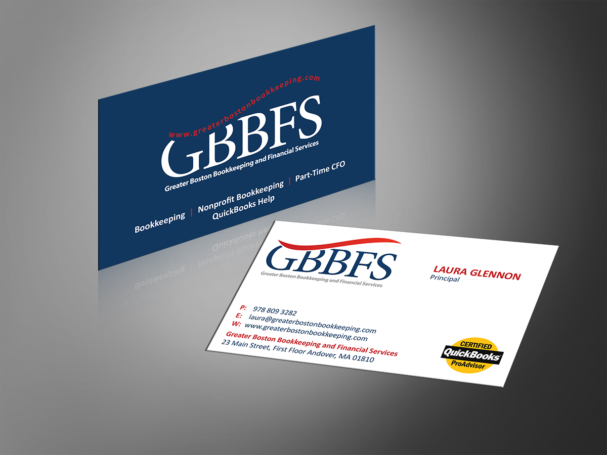 Visitenkarten-Design von MT für Greater Boston Bookkeeping and Financial Services | Design #2948394