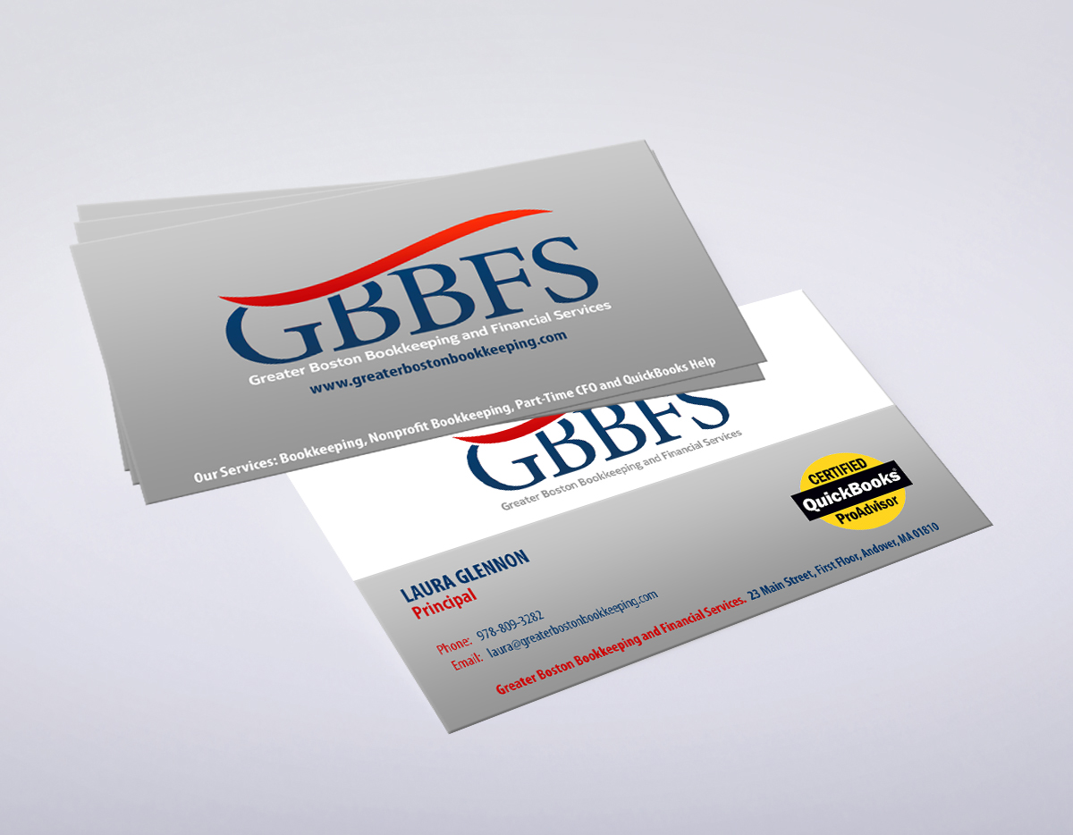 Business Card Design by Sarah Haroon for Greater Boston Bookkeeping and Financial Services | Design #2936806