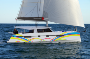 Design for Hulls of White Catamaran for use in the Caribbean then in California | Graphic Design by Rickyy