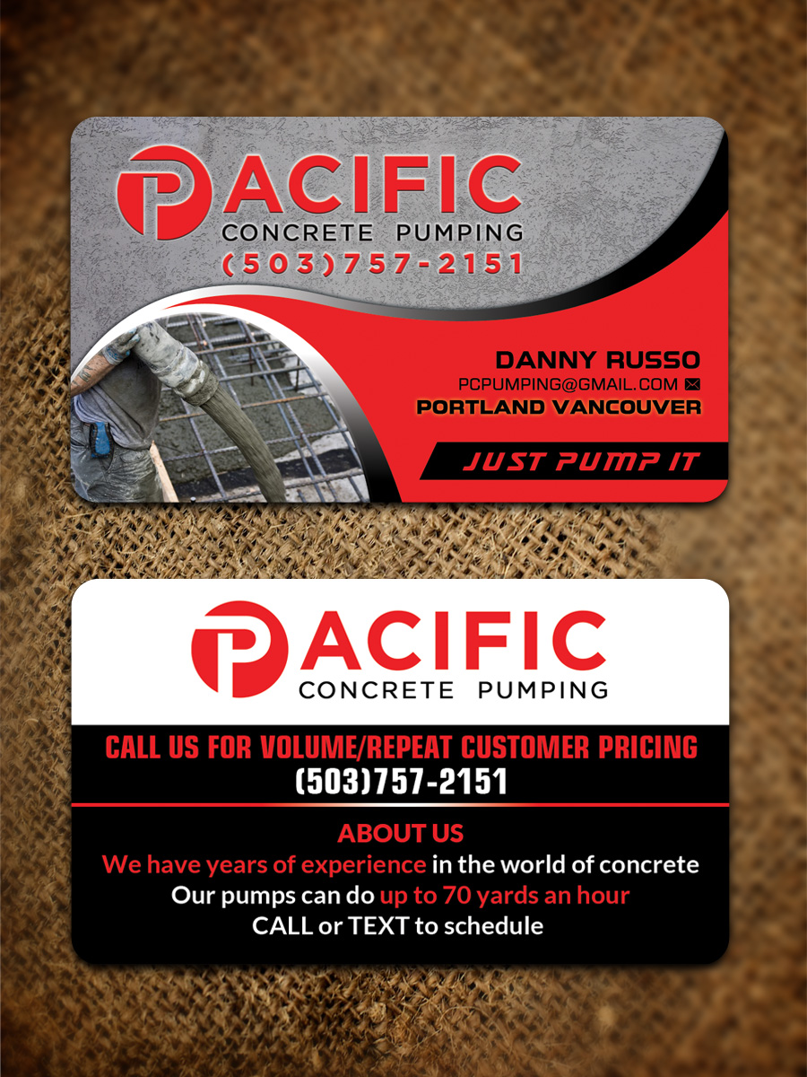 Business Card Design by Sandaruwan for Pacific concrete pumping | Design #20405587