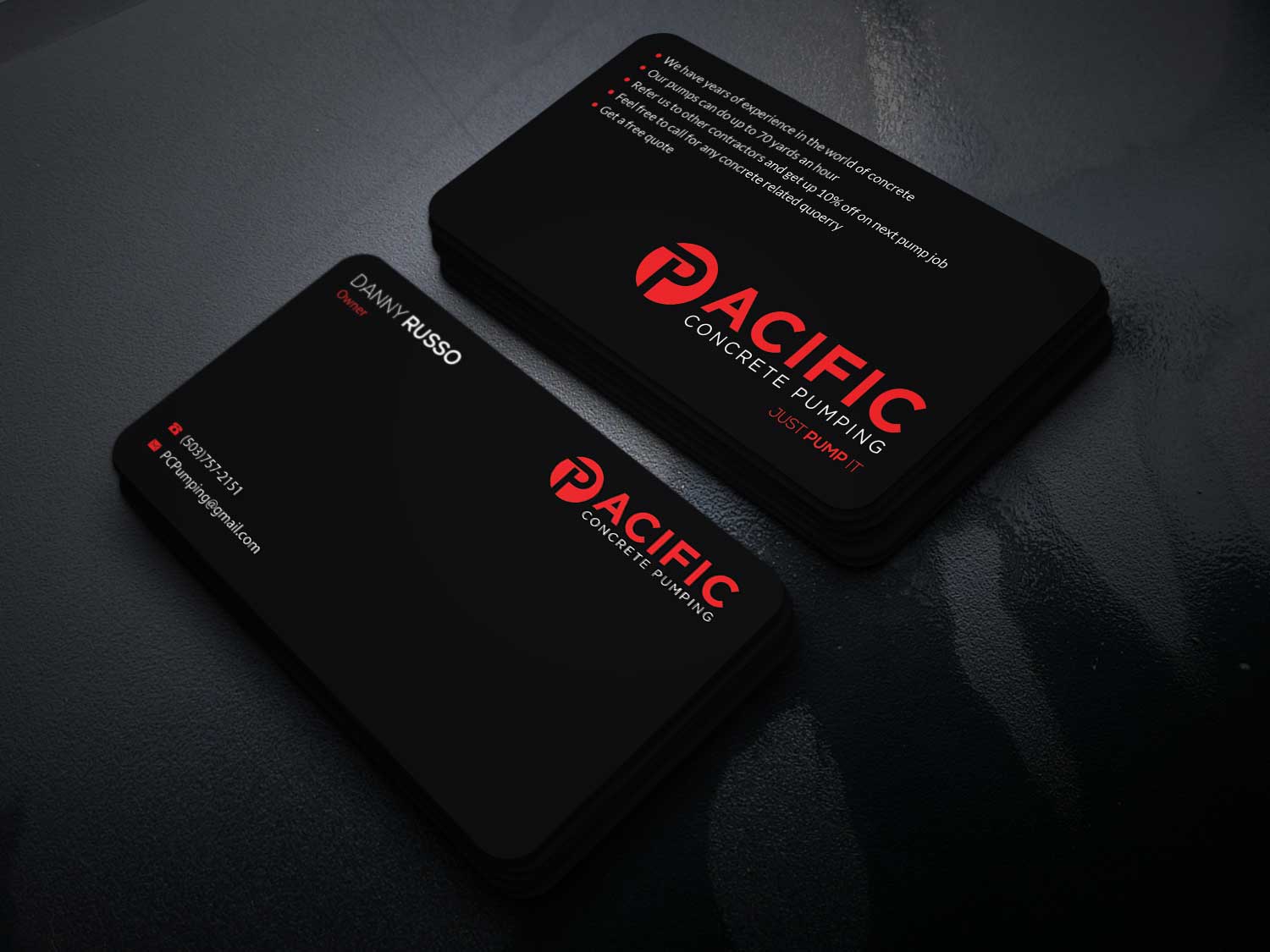 Visitenkarten-Design von Riz' für Pacific concrete pumping | Design #20393413