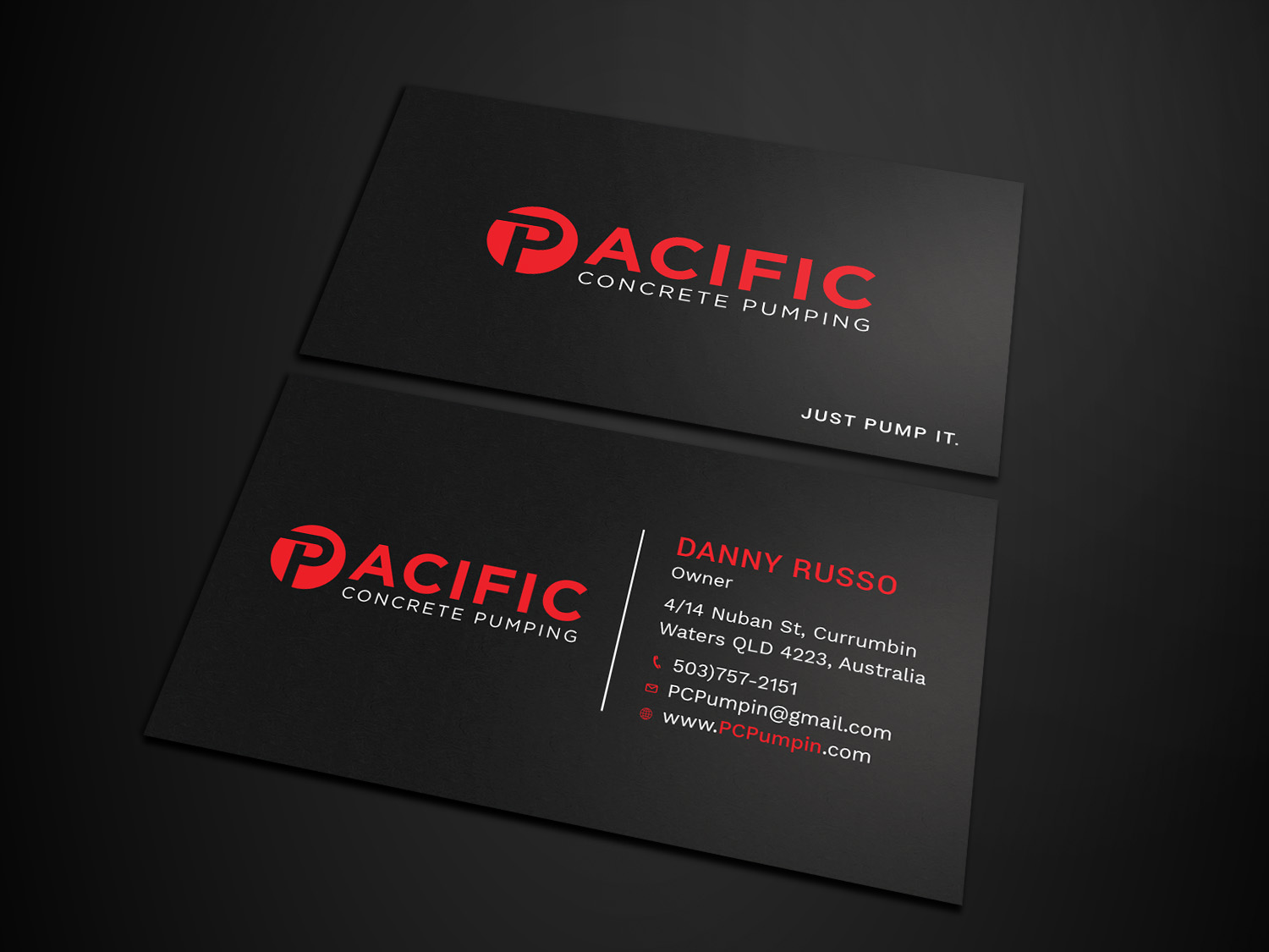 Business Card Design by Tripti Ranjan Gain for Pacific concrete pumping | Design #20387454