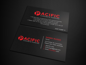 Diseño de Tarjeta de Presentación por Tripti Ranjan Gain para Pacific concrete pumping | Diseño: #20388189
