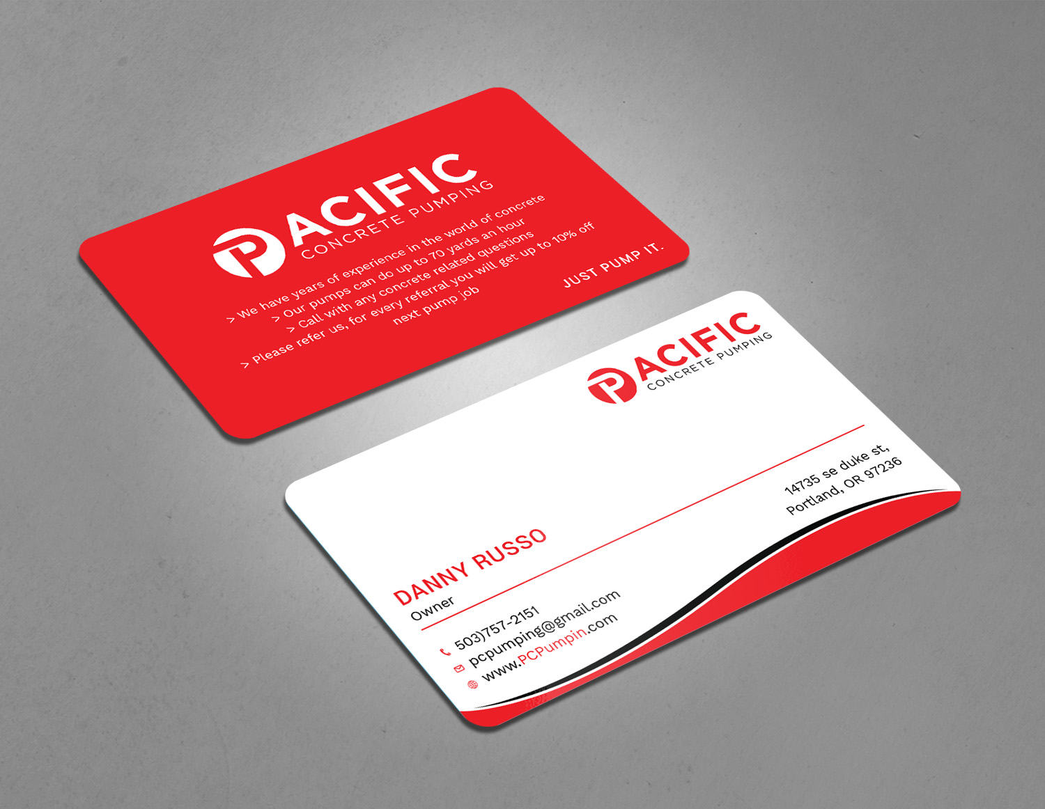 Business Card Design by Tripti Ranjan Gain for Pacific concrete pumping | Design #20388191