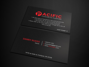 Business Card Design by Tripti Ranjan Gain for Pacific concrete pumping | Design: #20388192