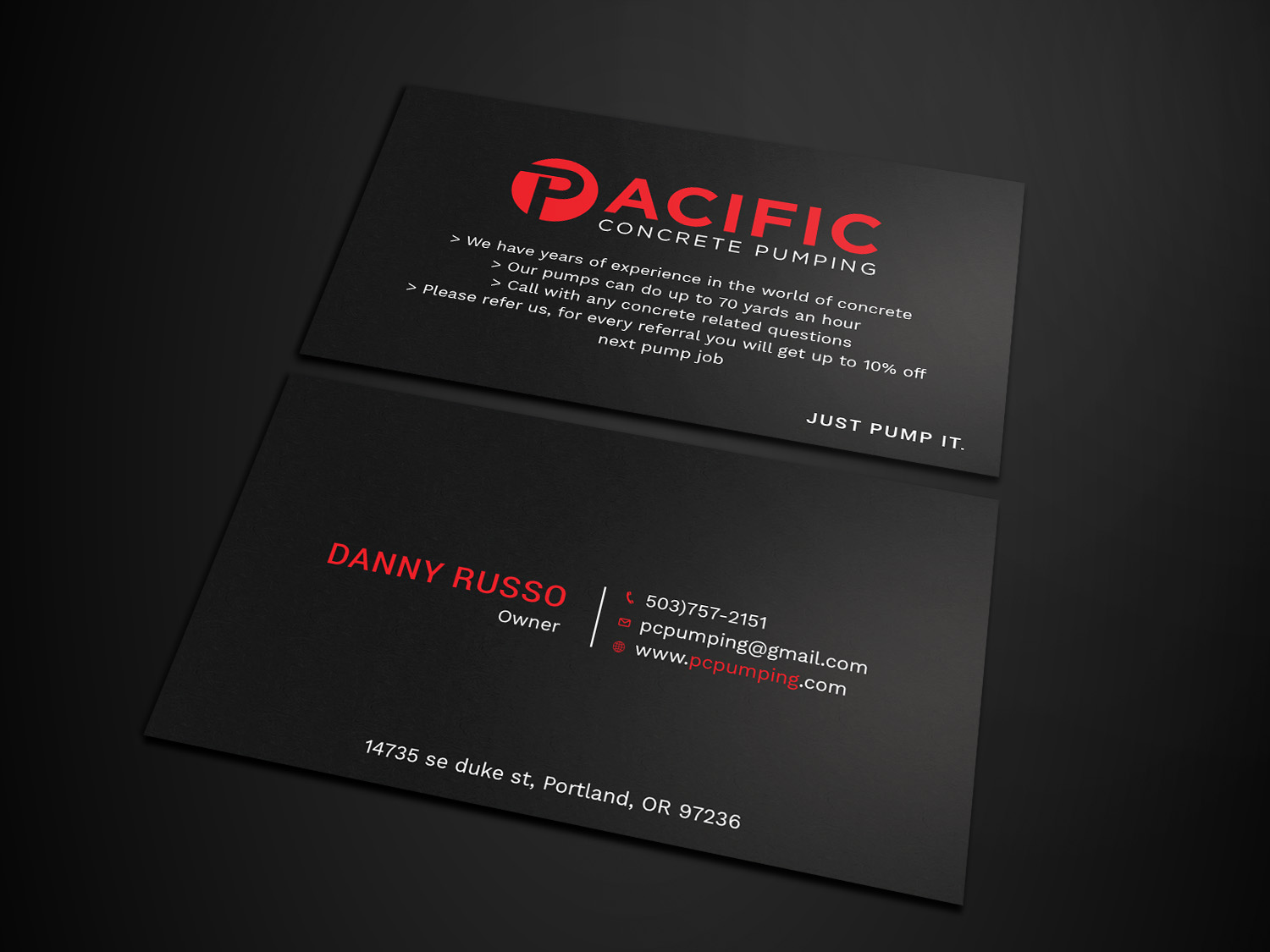 Business Card Design by Tripti Ranjan Gain for Pacific concrete pumping | Design #20395600