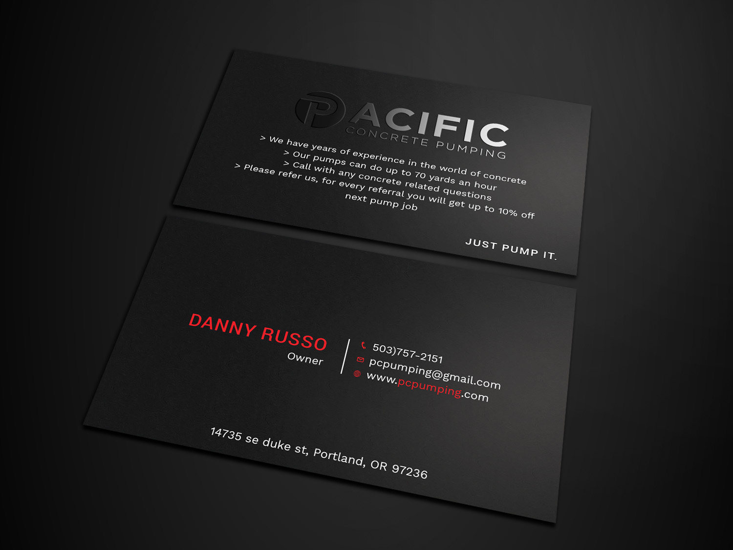 Business Card Design by Tripti Ranjan Gain for Pacific concrete pumping | Design #20395601