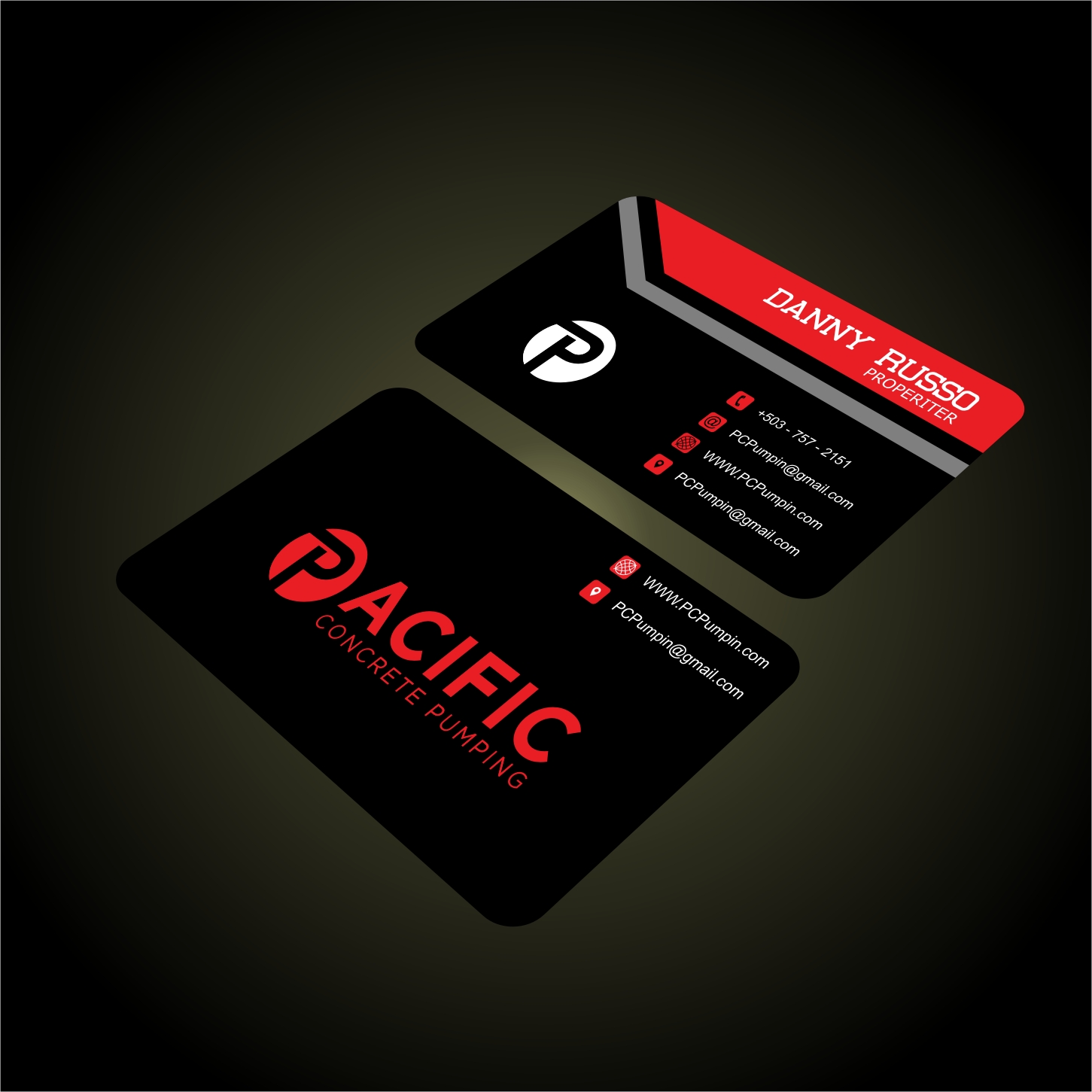 Business Card Design by saimfaras for Pacific concrete pumping | Design #20385209