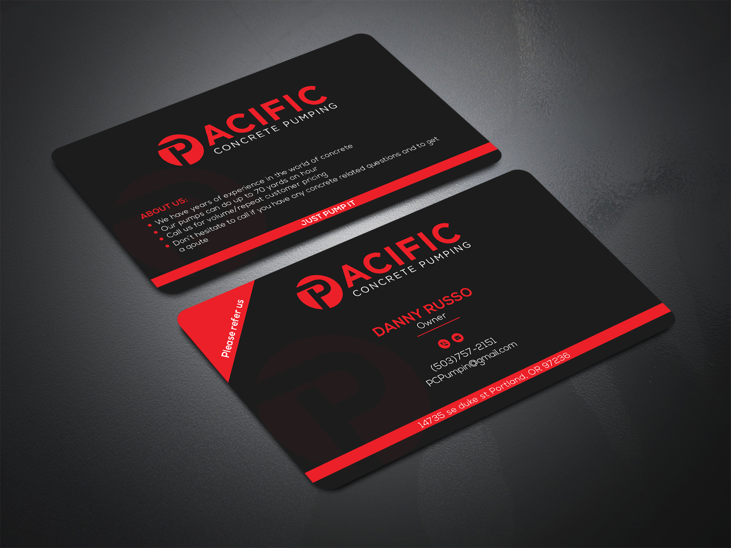 Business Card Design by Bold Pixels for Pacific concrete pumping | Design #20395846