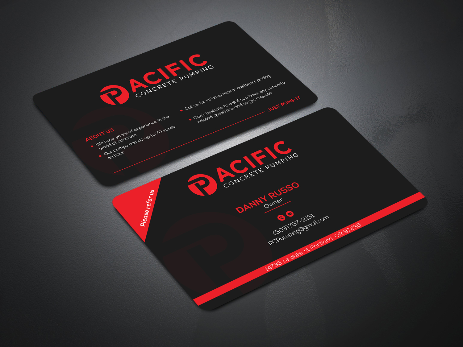 Visitenkarten-Design von Bold Pixels für Pacific concrete pumping | Design #20395847