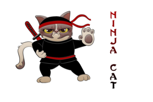 funny ninja cat graphic with a stylish cat with some humor in the design | Design Graphique par Wenfeii
