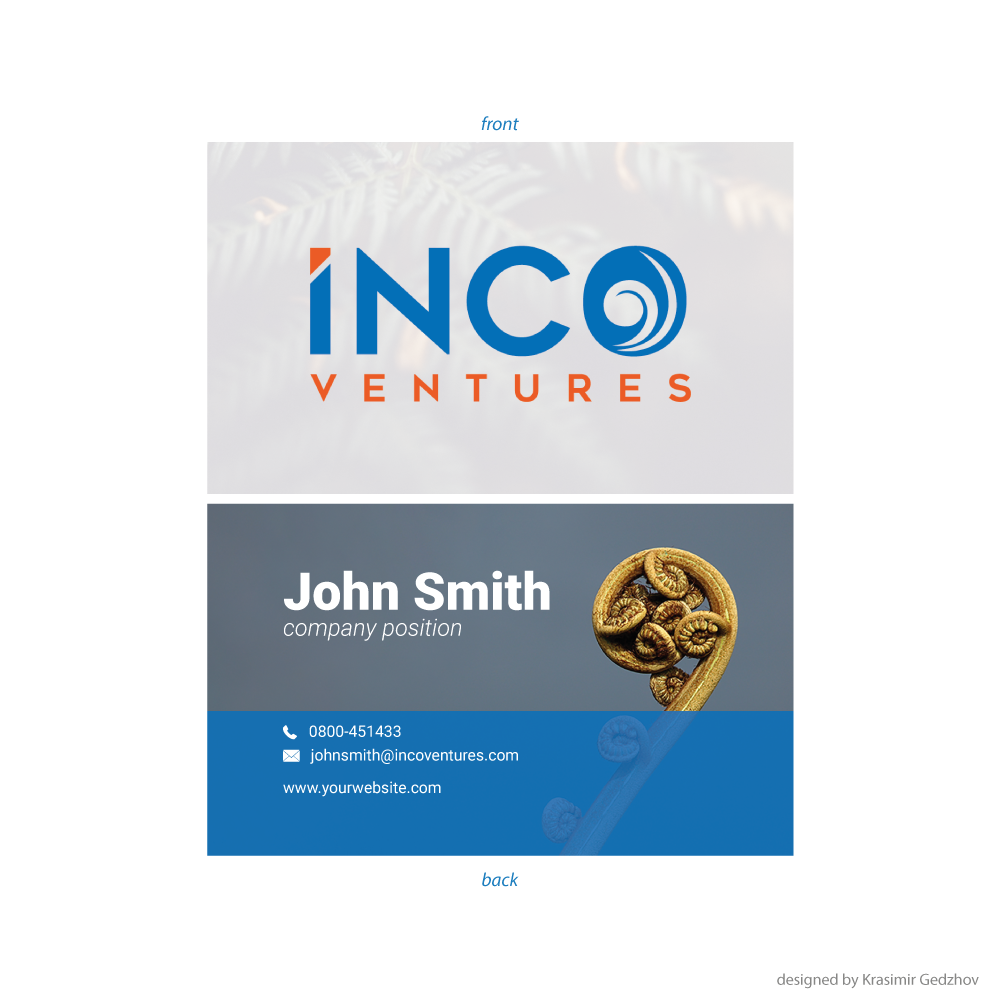 Design de Carte de Visite par Krasimir Gedzhov pour INCO Ventures | Design #20275989