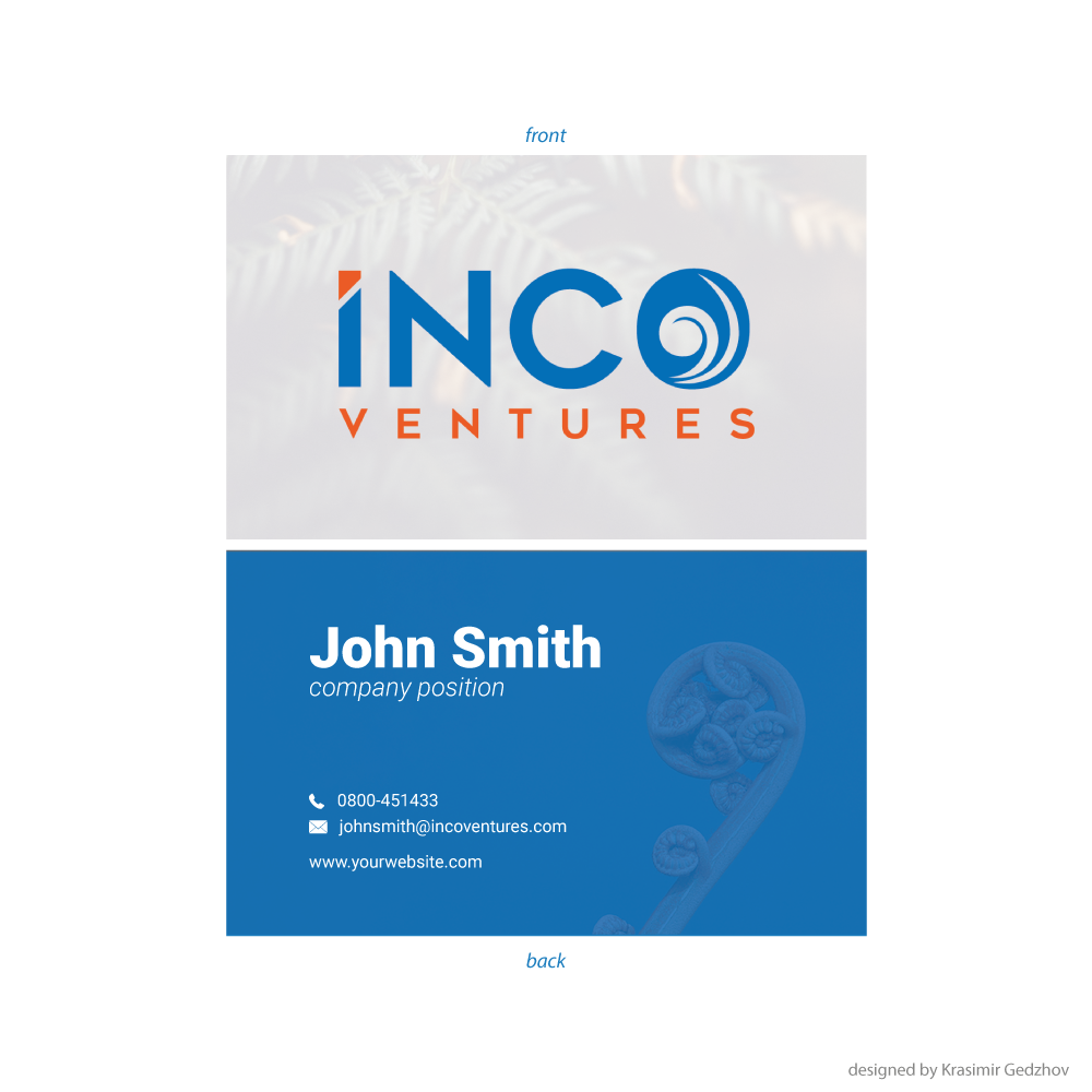 Design de Carte de Visite par Krasimir Gedzhov pour INCO Ventures | Design #20275991