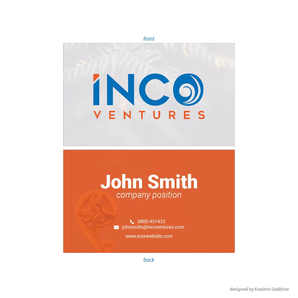 Design de Carte de Visite par Krasimir Gedzhov pour INCO Ventures | Design #20275992