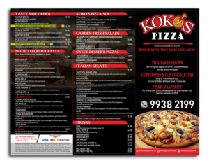 Menü-Design von Fine Graphics House für Koko's Pizza | Design: #20349564