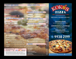 Menu Design by Fine Graphics House for Koko's Pizza | Design: #20379091