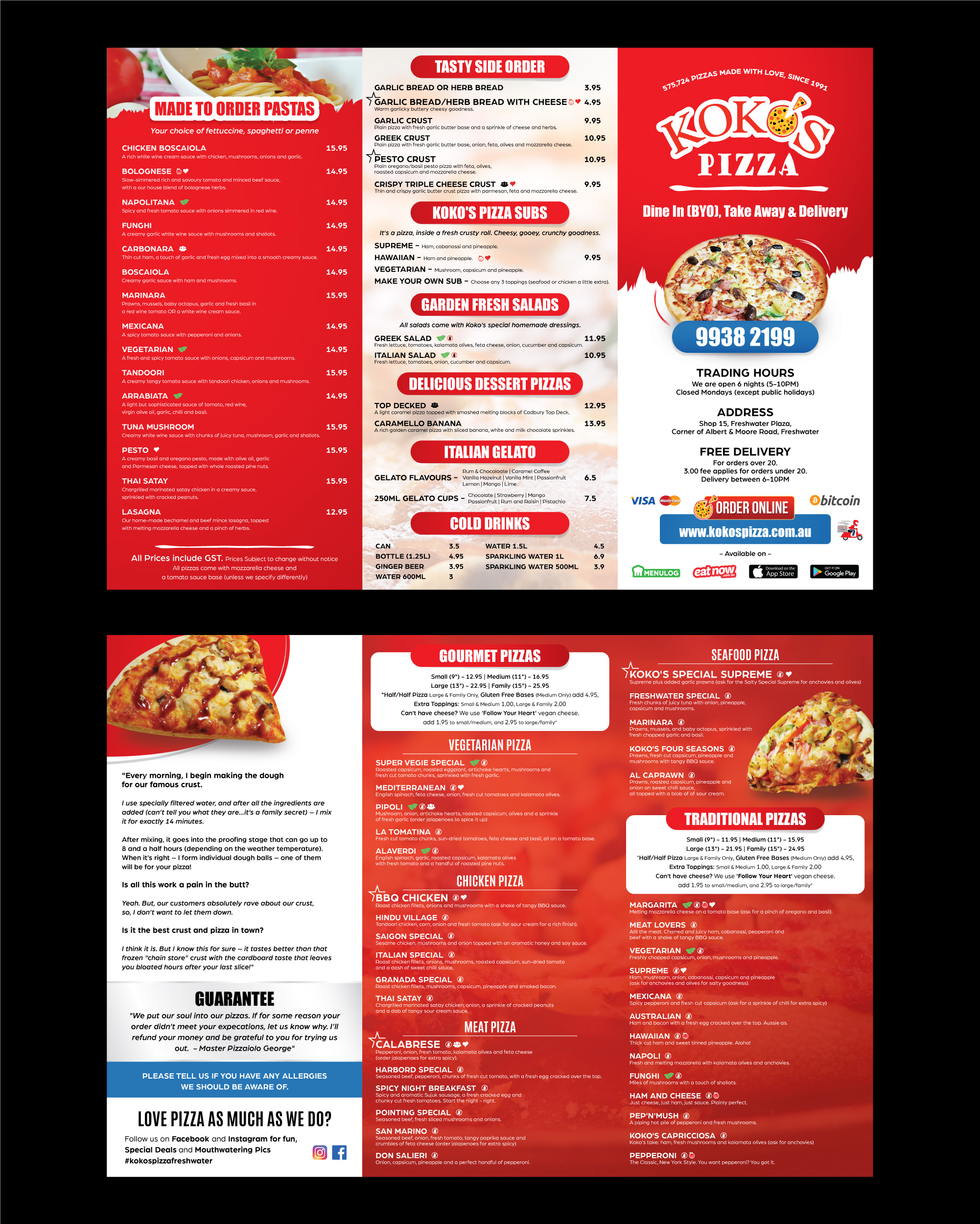 Design de Menu par vcreatived pour Koko's Pizza | Design #20330803