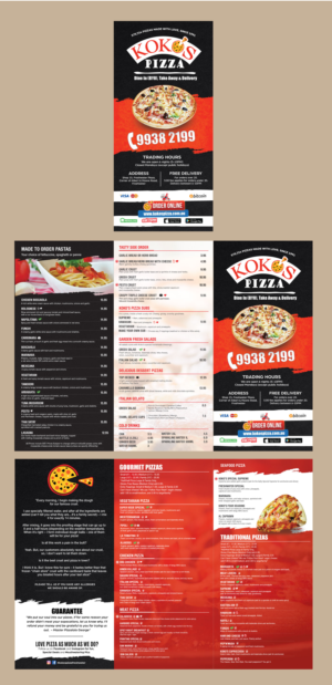 Menü-Design von vcreatived für Koko's Pizza | Design: #20339102