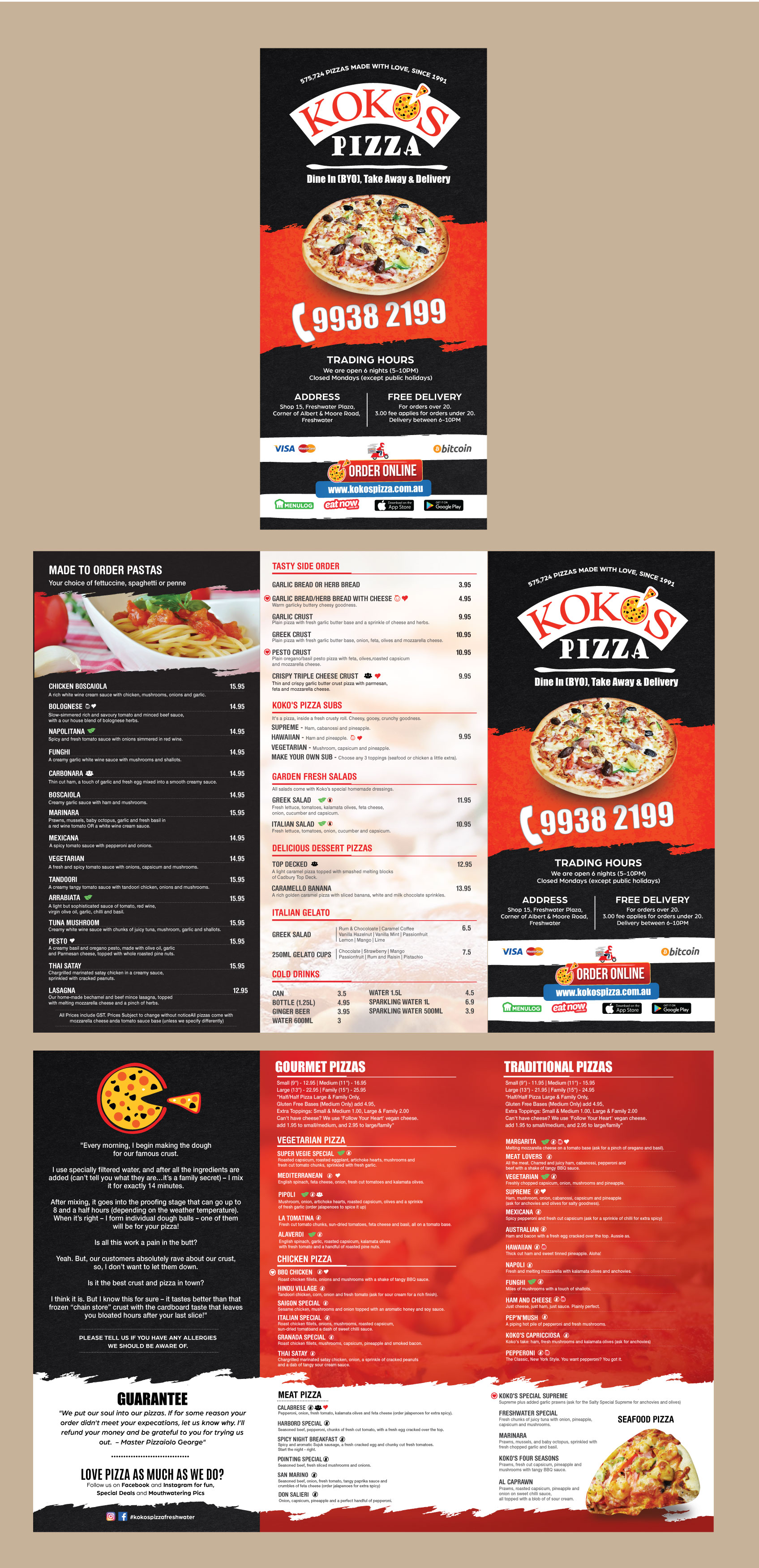 Menü-Design von vcreatived für Koko's Pizza | Design #20339246