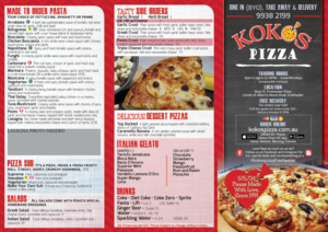Menu Design by iD_intelligentDesign for Koko's Pizza | Design: #20414846