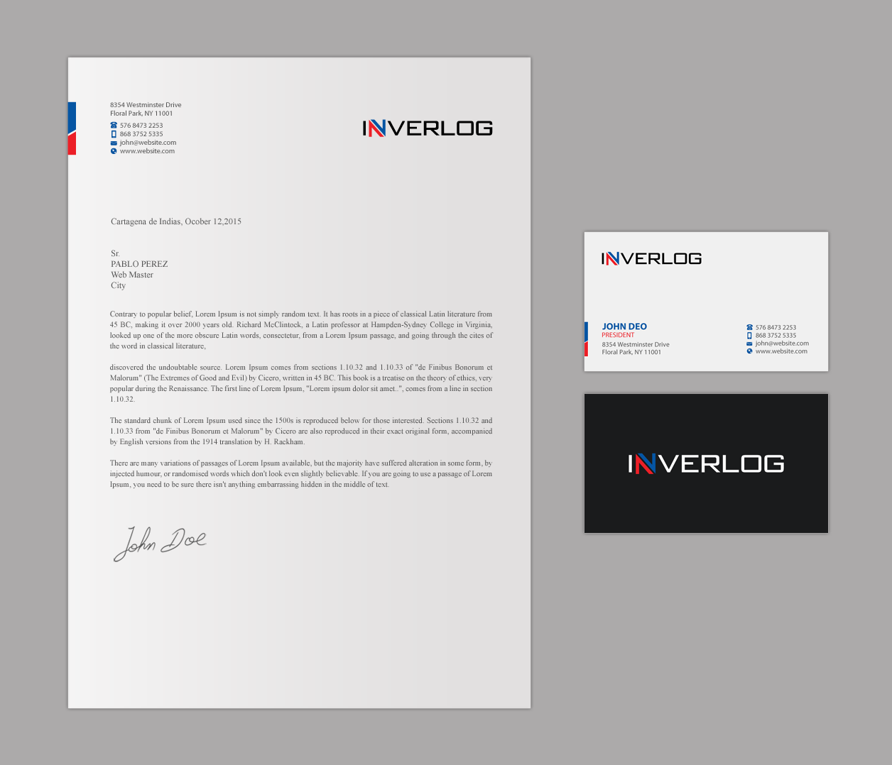 Stationery Design by Brand aid for INVERLOG SA | Design #20305798