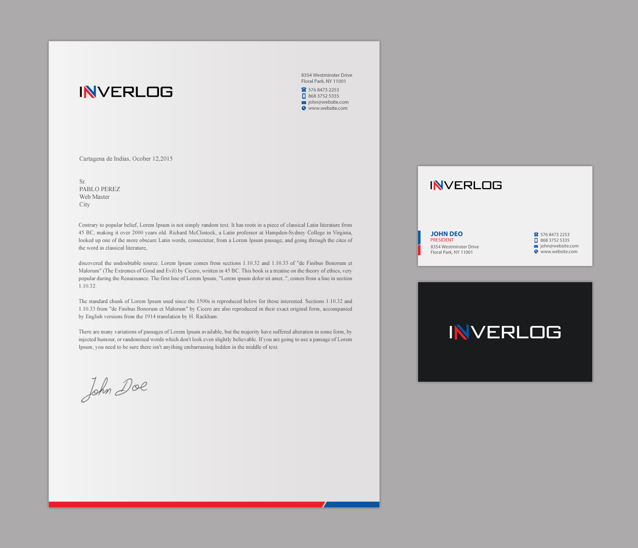 Stationery Design by Brand aid for INVERLOG SA | Design #20305802