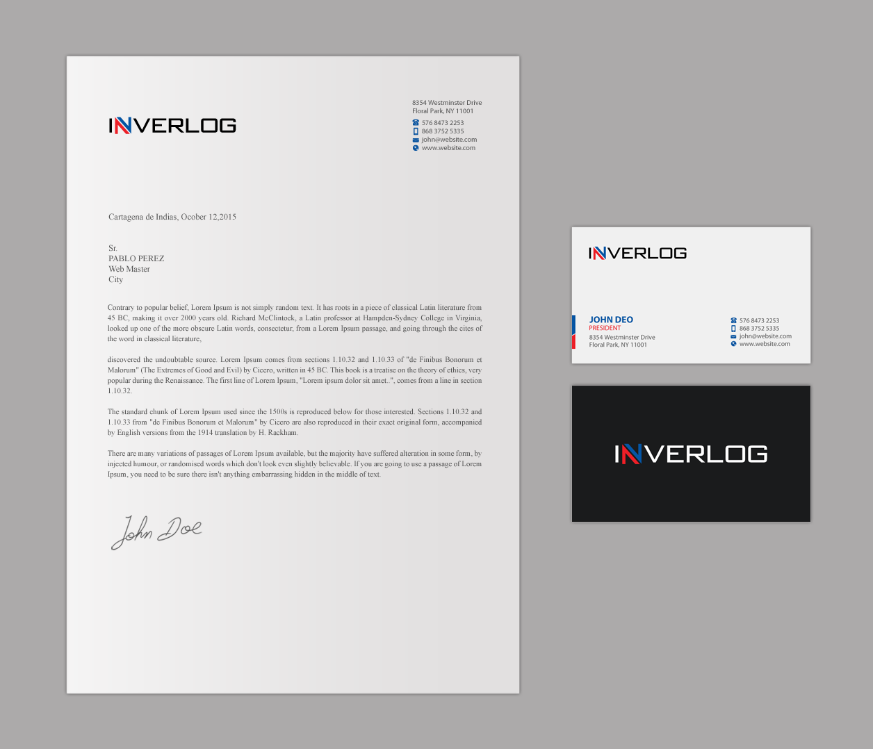 Stationery Design by Brand aid for INVERLOG SA | Design #20305803