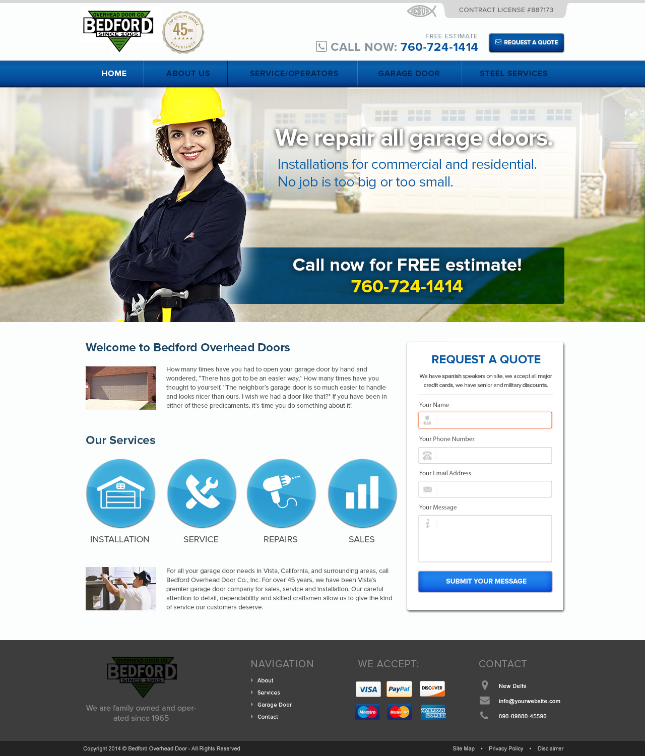 Diseño Web por Emmanuel para Bedford Overhead Doors | Diseño #2969100