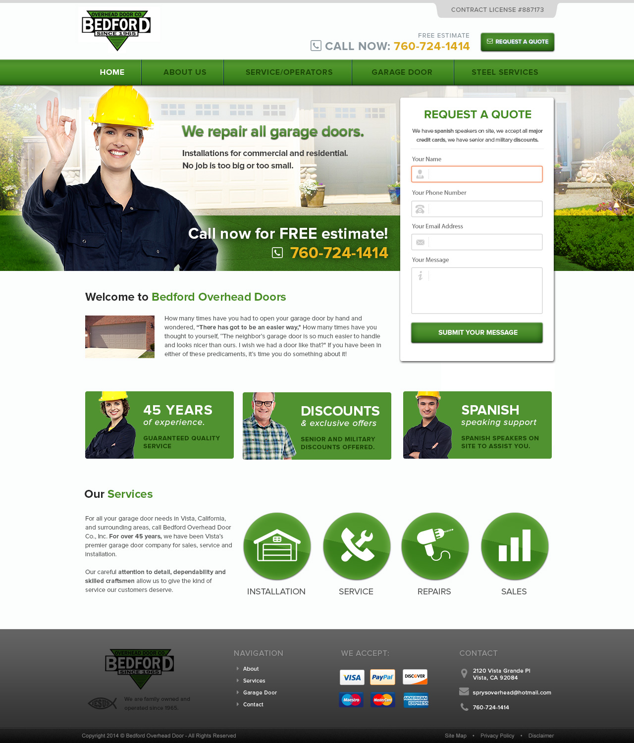 Web Design par Emmanuel pour Bedford Overhead Doors | Design #2969506
