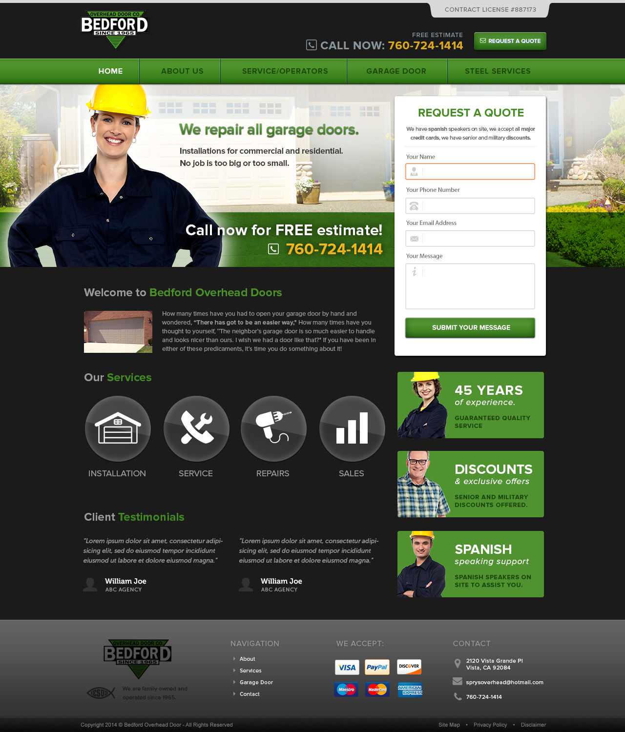 Web Design par Emmanuel pour Bedford Overhead Doors | Design #2969512