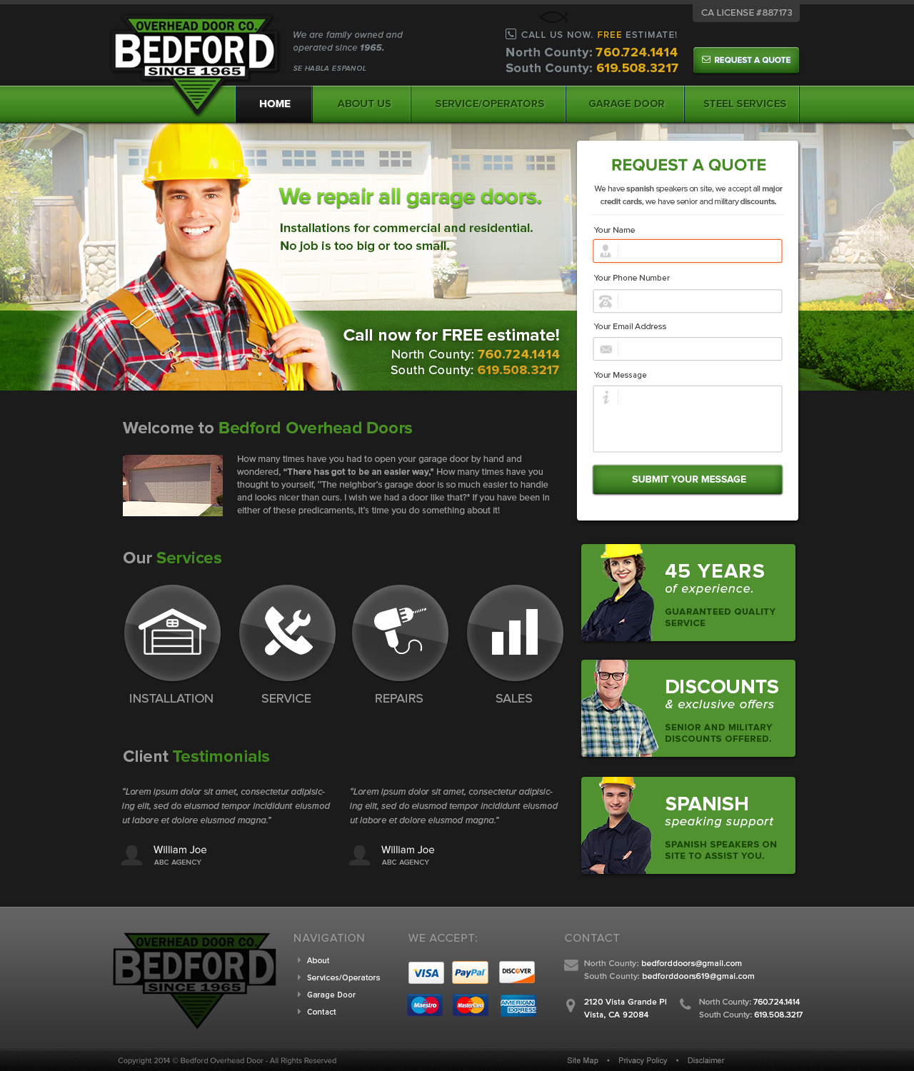 Web Design par Emmanuel pour Bedford Overhead Doors | Design #2990672
