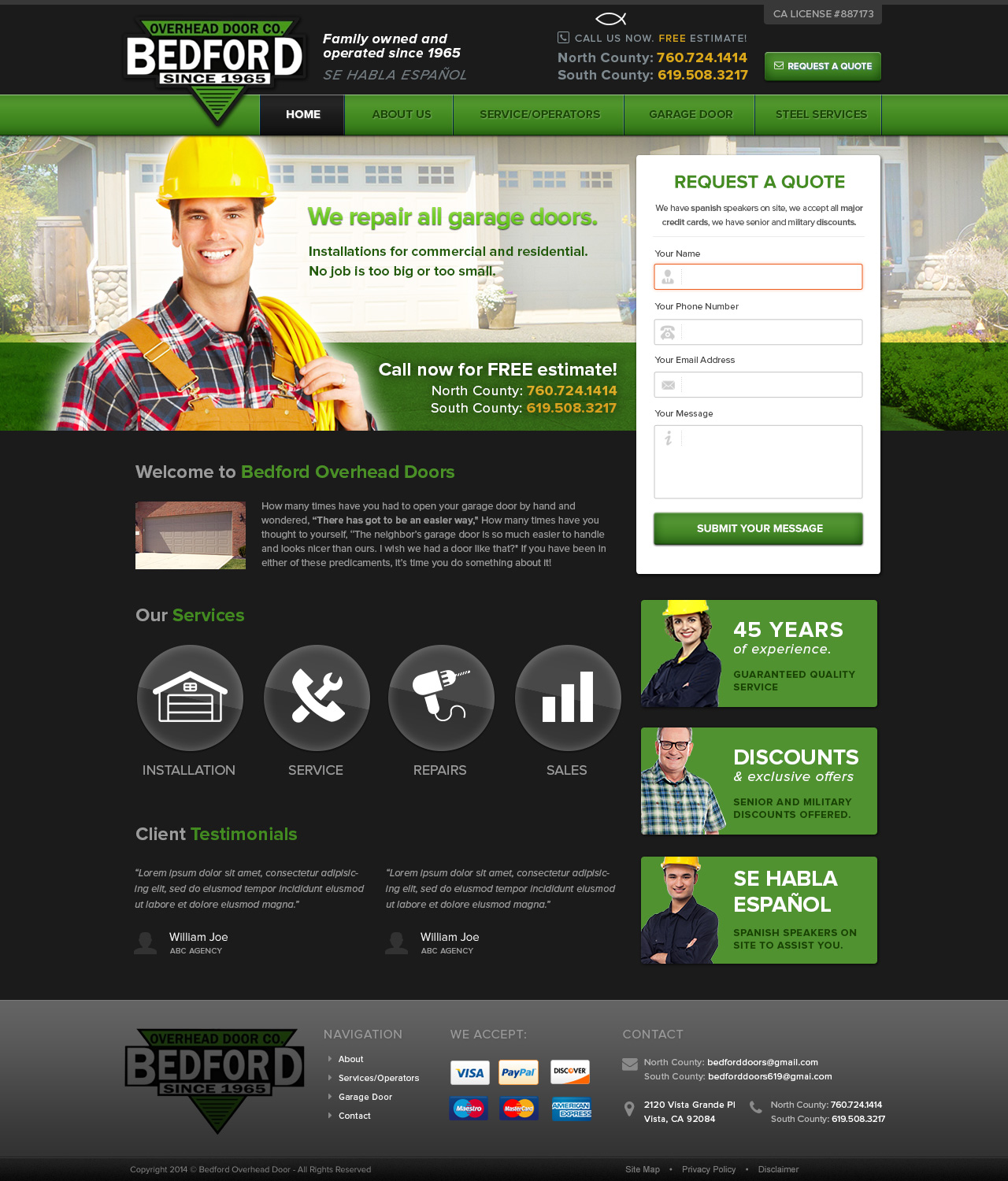 Web-Design von Emmanuel für Bedford Overhead Doors | Design #3004016