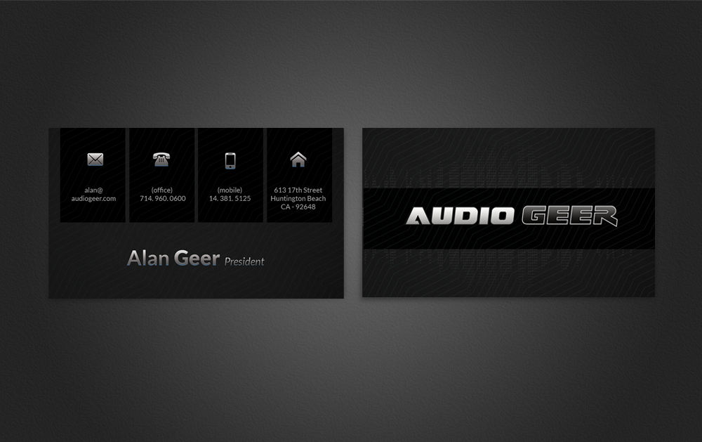 Business Card Design by  Artman for Audio Geer, Inc | Design #20311653