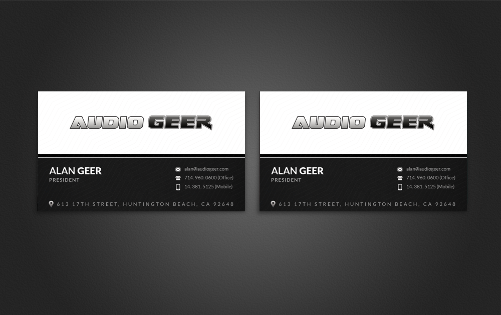Business Card Design by  Artman for Audio Geer, Inc | Design #20317861