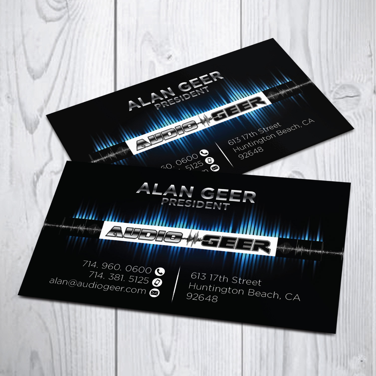 Business Card Design by LAXMI DESIGNHUB for Audio Geer, Inc | Design #20300738