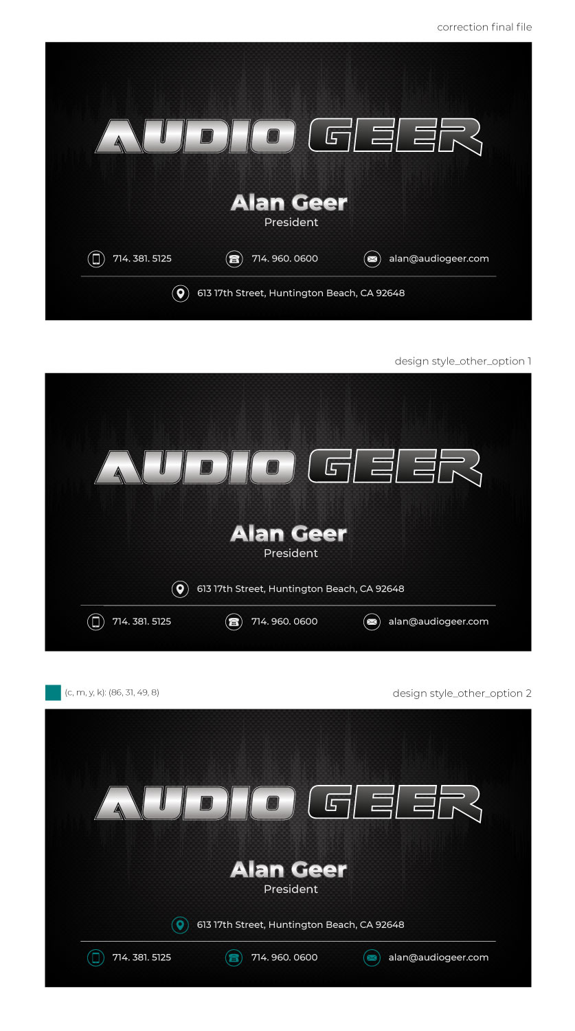 Design de Carte de Visite par vcreatived pour Audio Geer, Inc | Design #20313321